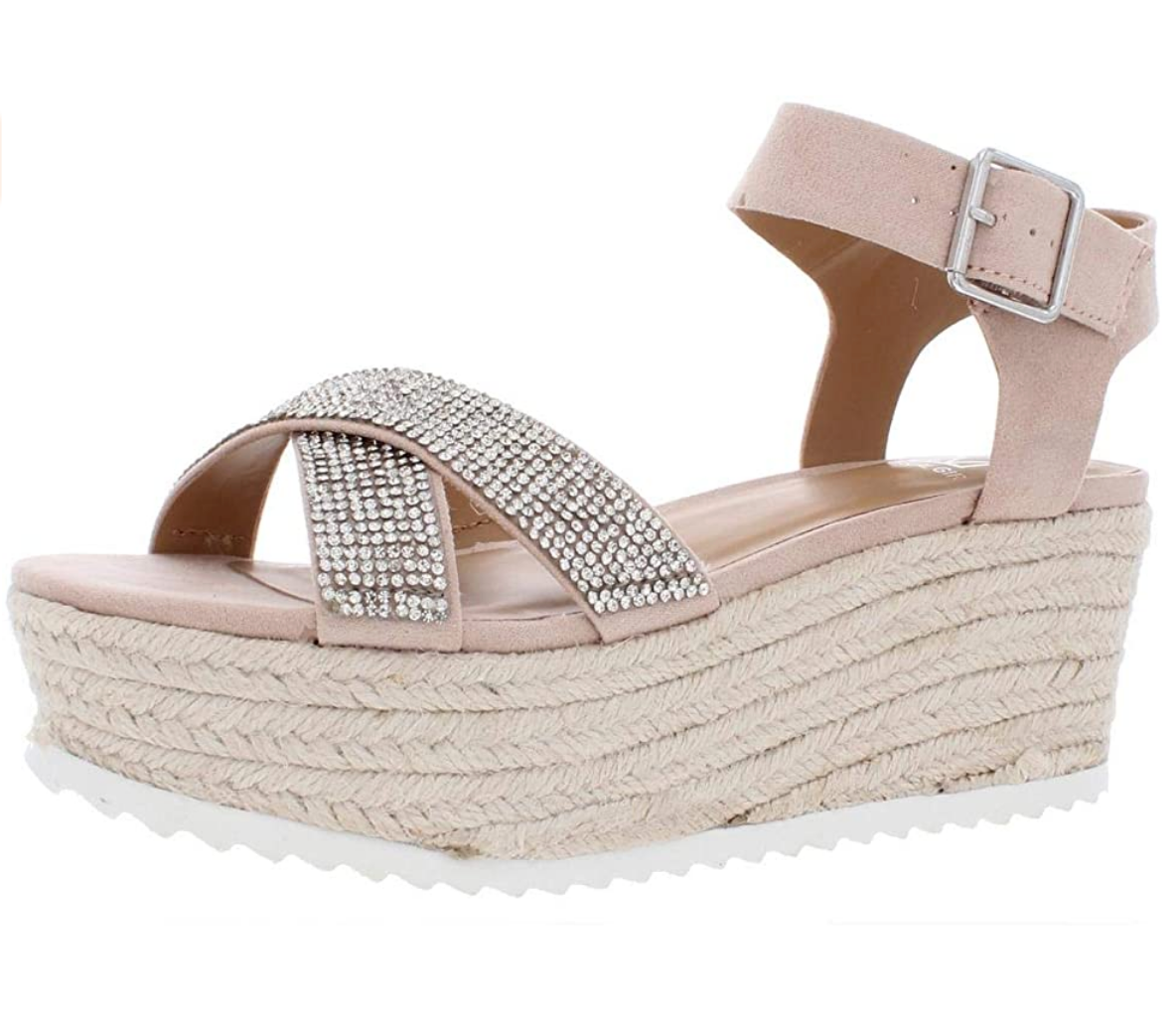 Material Girl Womens Brinny Embellished Open Toe Espadrilles Color: Pink Size: 8M