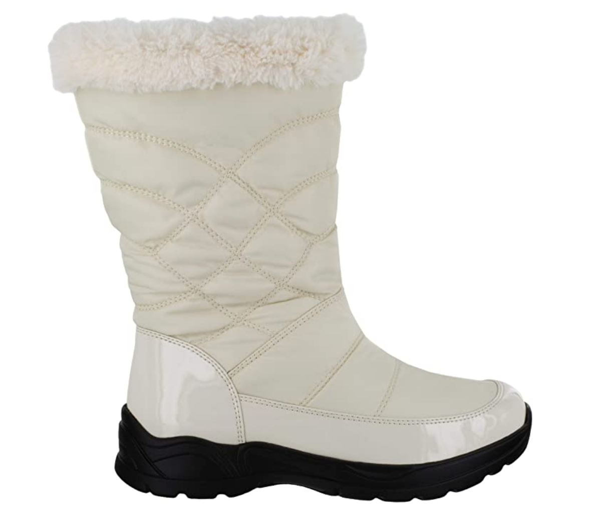 Easy Street Women's Cuddle Boot Color: Winter White Patent Size 10M
