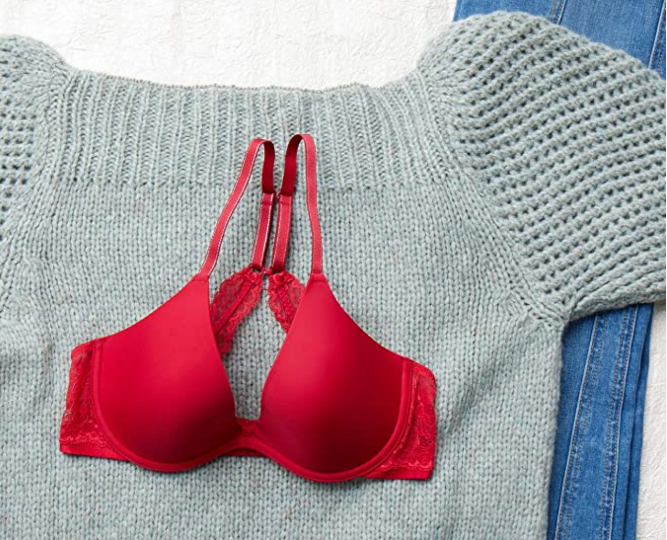 OnGossamer Women's Beautifully Basic Lace Back Plunge Bra Color Cerise Size 32D