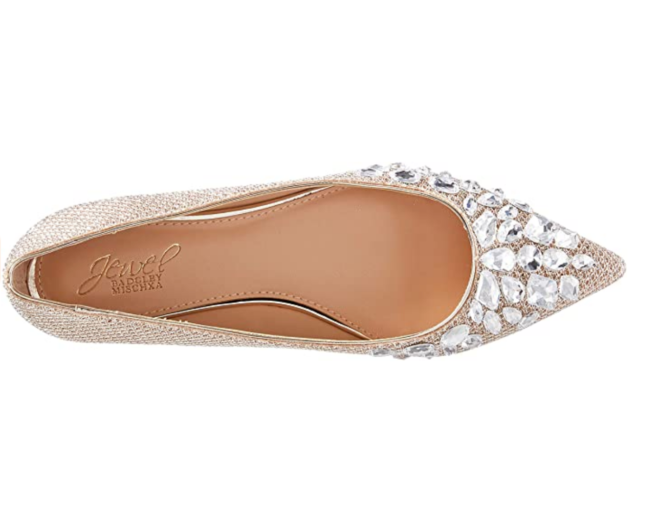 Jewel Badgley Mischka Women's ULANNI Ballet Flat, Champagne Fabric, 9.5M