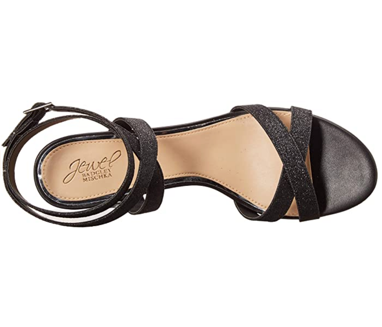 Jewel Badgley Mischka Women's Newton Heeled Sandal Size: 8M Color: Black Glitter