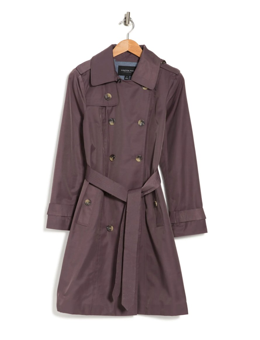 LONDON FOG Women’s Double-Breasted Tie Waist Trench Coat L722702T74 Size L