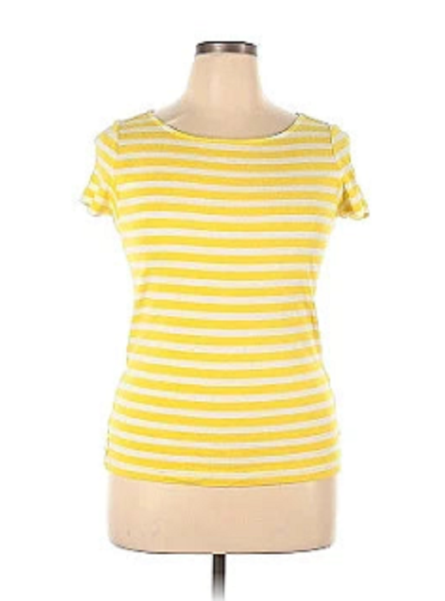 Lauren Ralph Lauren Petites Striped Boatneck Top Color Yellow Size PS