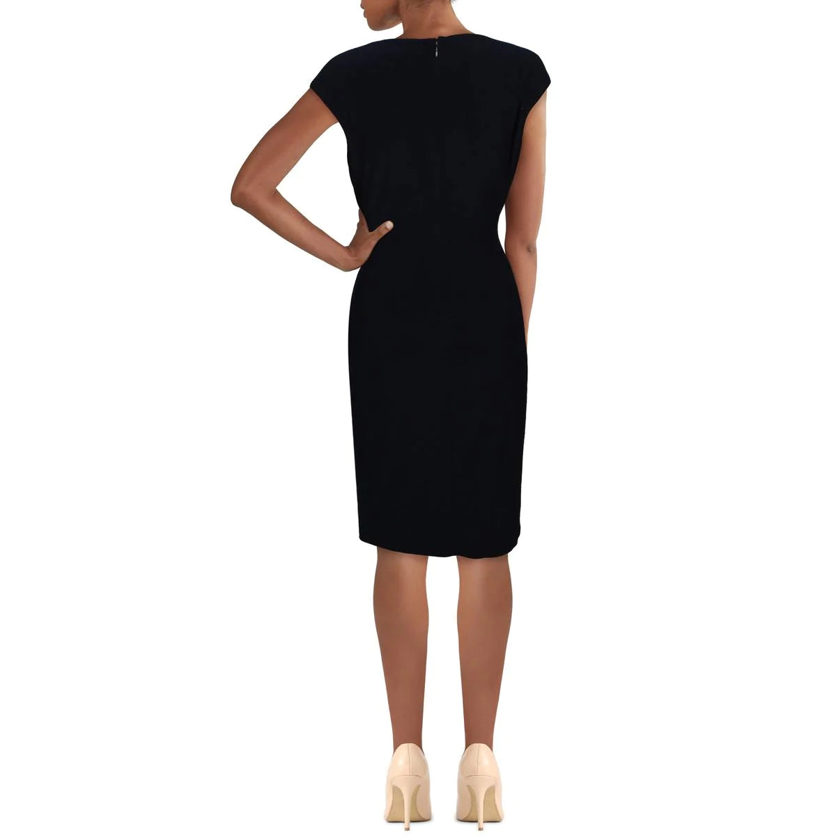 Lauren Ralph Lauren Petite Gold-Tone-Pin Jersey Dress Color Navy Size 4P