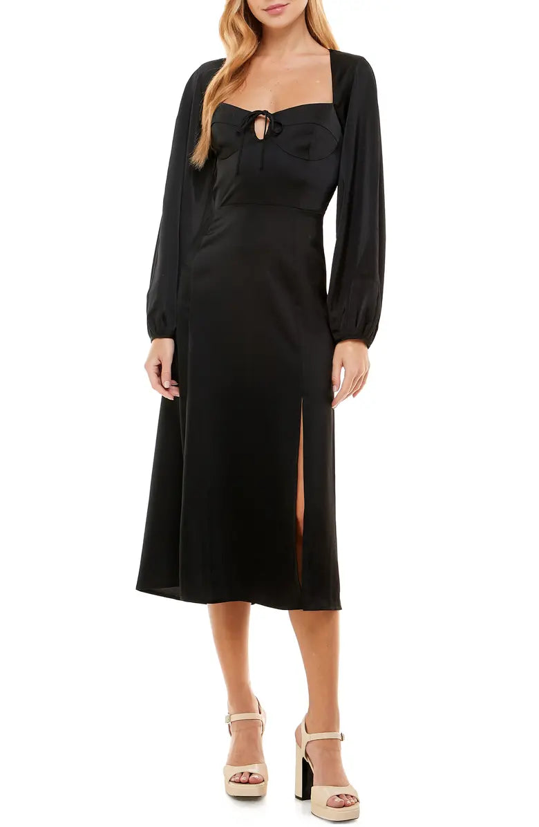 WAYF Sable Long Sleeve Bustier Dress Color Black Size L