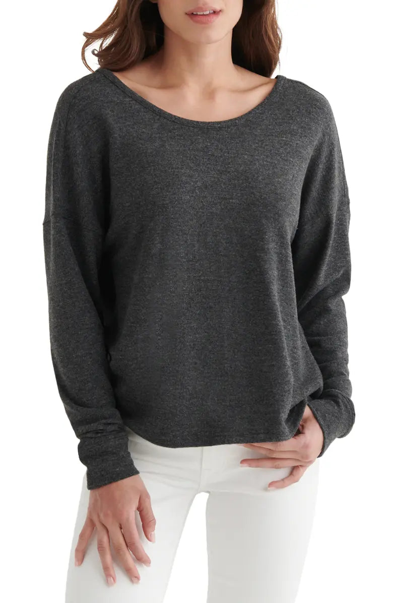 Lucky Brand Women's Cloud Jersey Twist Back Top Color Charcoal Heather Size 2XL