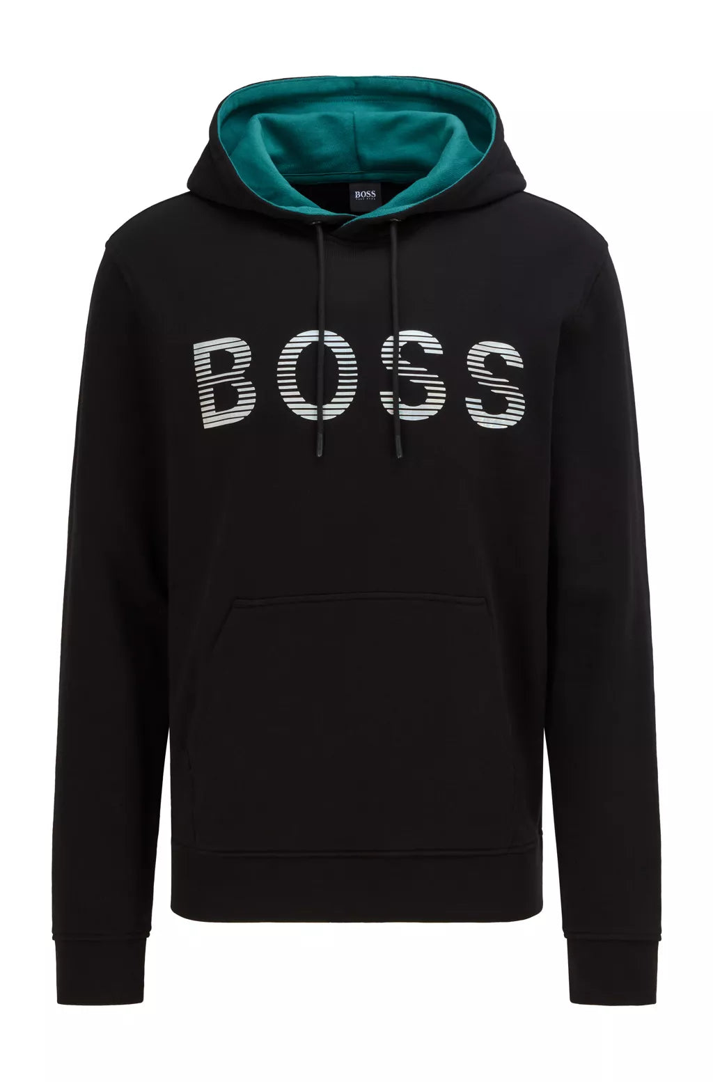 Boss HOODED SWEATSHIRT IN FRENCH TERRY COTTON WITH METALLIC LOGO Color Black Size XL