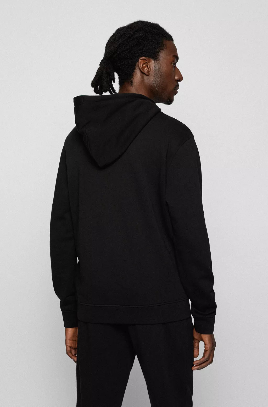 Boss HOODED SWEATSHIRT IN FRENCH TERRY COTTON WITH METALLIC LOGO Color Black Size XL