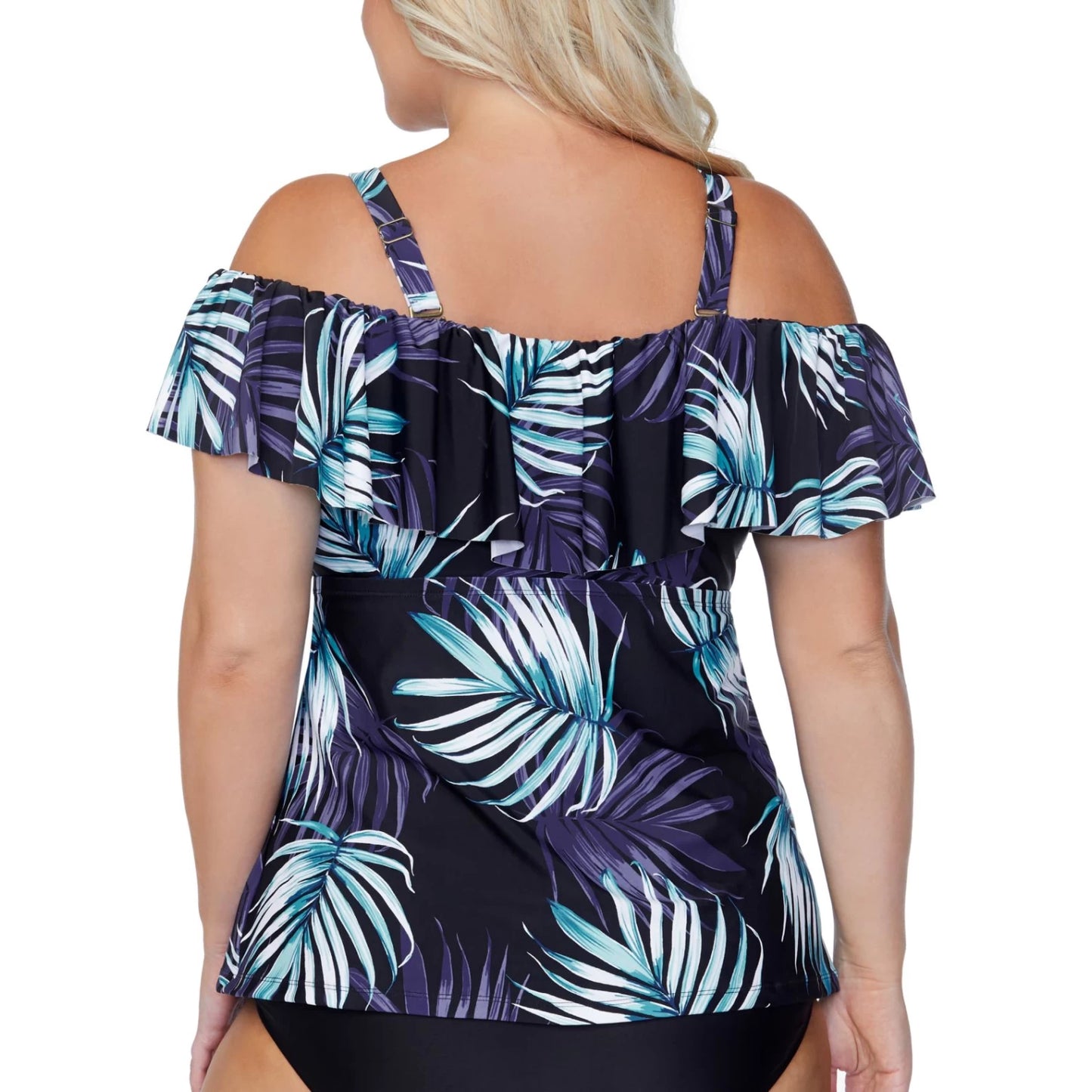 Island Escape Plus Size Waikiki Palms La Flo Tankini Top Color Blue Multi Size 18W
