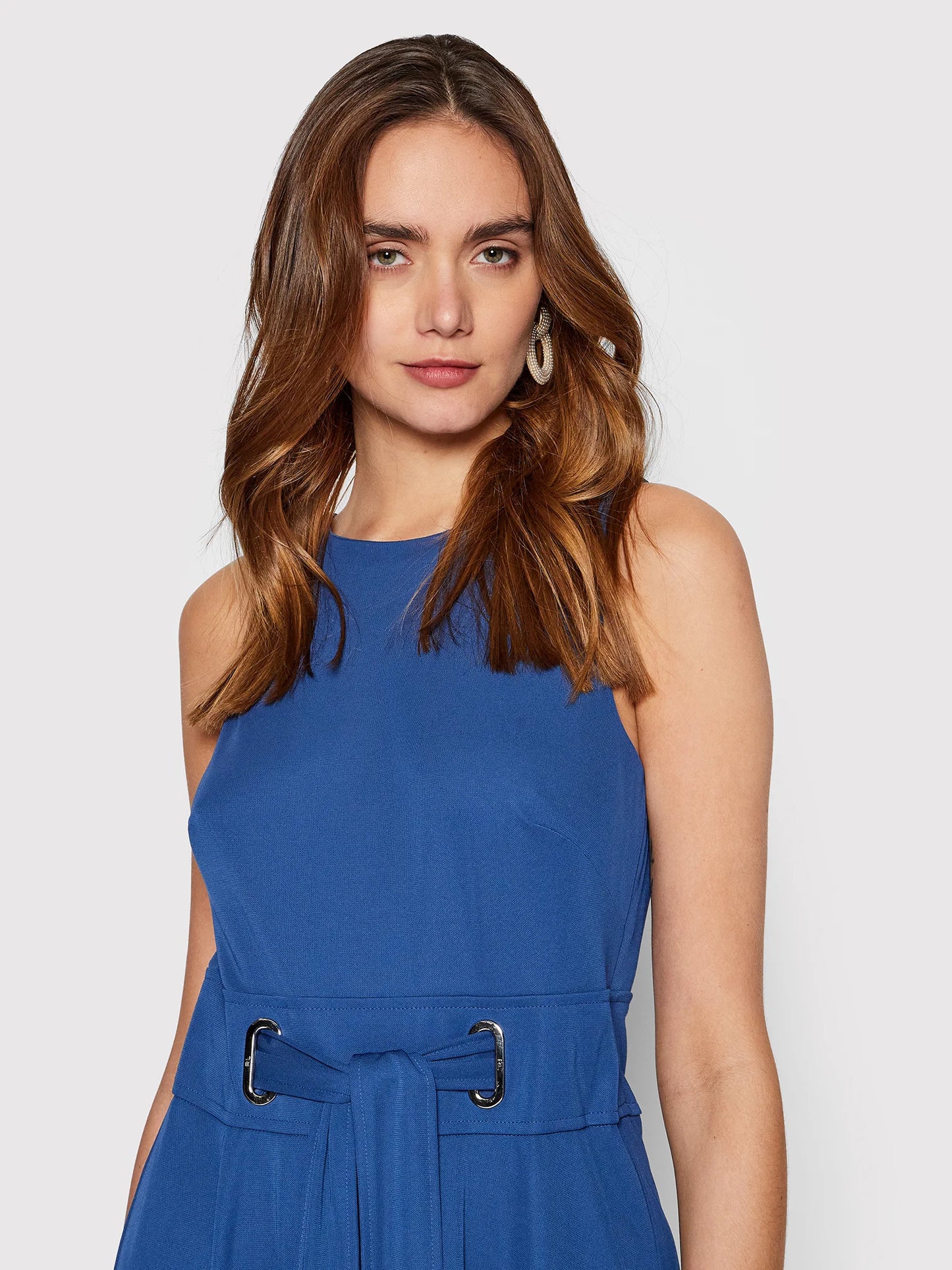 Lauren Ralph Lauren Sleeveless Jersey Dress Color Indigo Sail Size 14