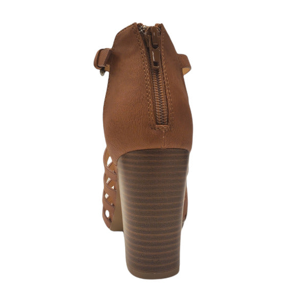 XOXO Womens Bae Block heel Sandal Color Tan/Brown