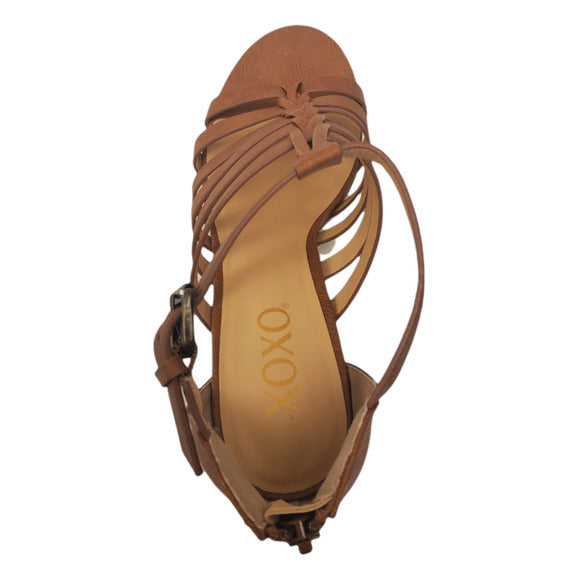 XOXO Womens Bae Block heel Sandal Color Tan/Brown