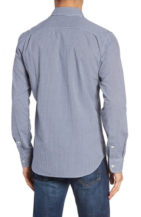 Club Room Men's Gingham Button-Down Shirt Color Claret White Size 17-32/33