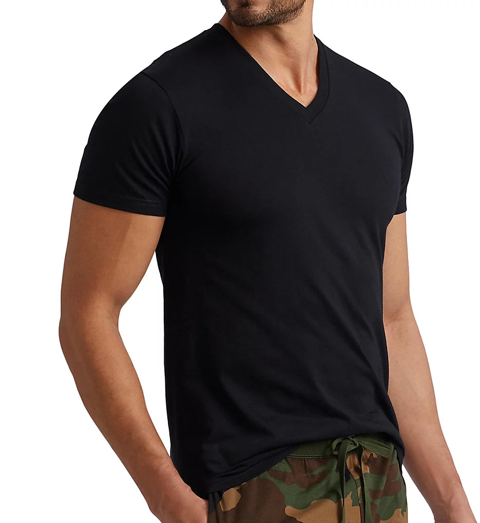 Polo Ralph Lauren Mens 6-Pk. Solid V-Neck Undershirt Color Polo Black Size L