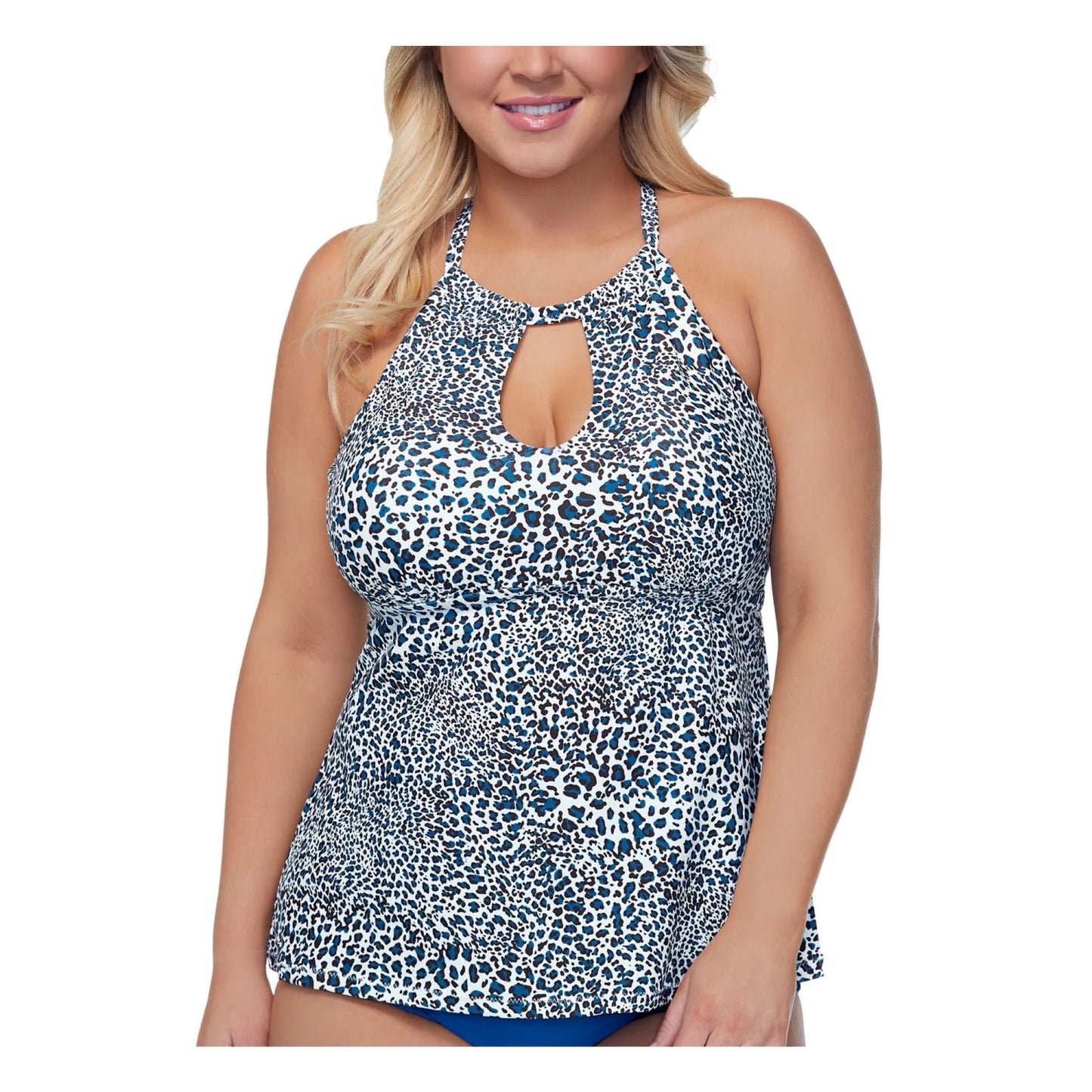 Raisins Women’s Curve Plus Kenya Rosalie Underwire Tankini Top Color Blue/White Size 22W