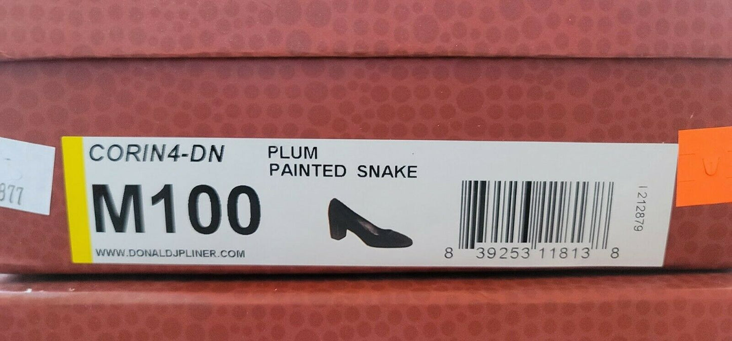 Donald J Pliner Women's Corin Leather Pump Color Painted Snake Plum Size 8M
