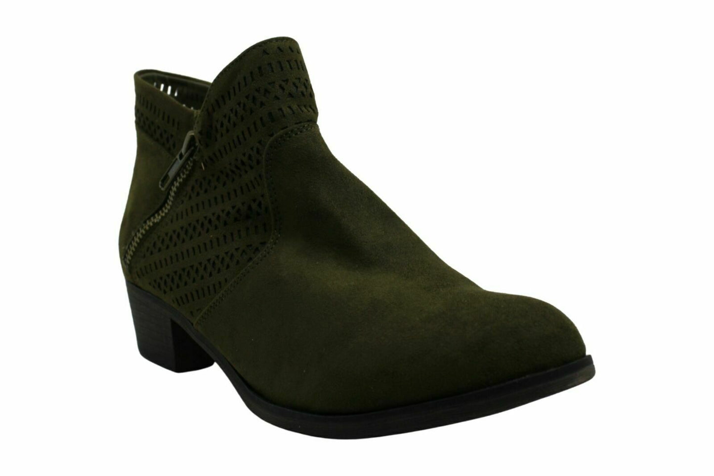 American Rag Womens Aabby1 Almond Toe Ankle Fashion Boots Olive Perf AABBY1  - Size 7.5M