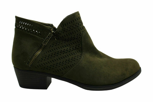 American Rag Womens Aabby1 Almond Toe Ankle Fashion Boots Olive Perf AABBY1  - Size 7.5M