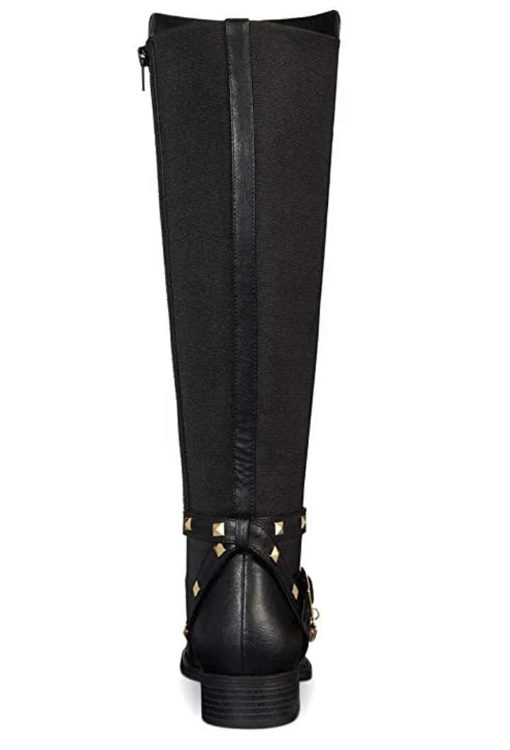 Thalia Sodi Womens Vallie Leather Closed Toe Knee High Fashion Boots Color: Black Smooth