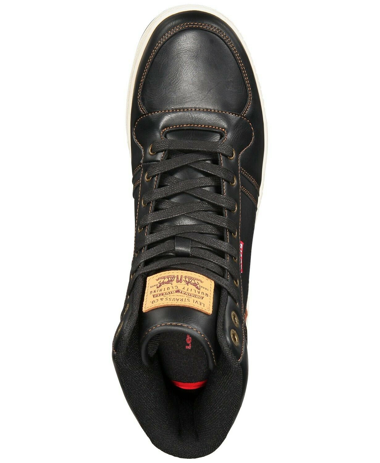 LEVI'S Men's Black/Tan Comfort Supportive Casual High Top Sneaker Boot