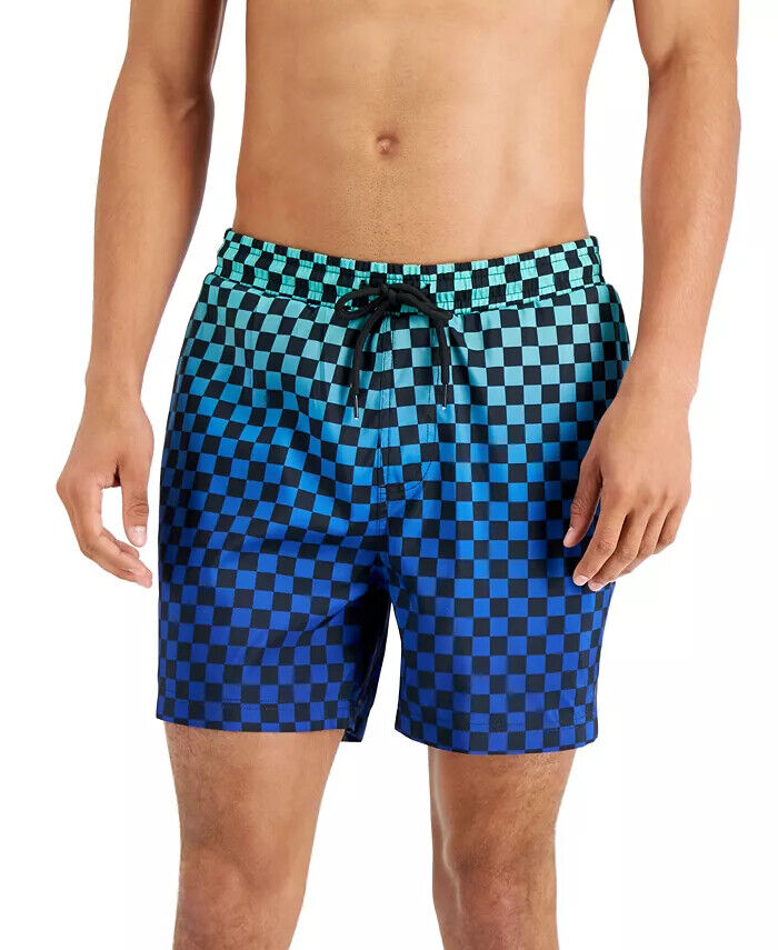 INC International Concepts Regular-Fit Quick-Dry Ombre Swim Trunks Color Blue Size S