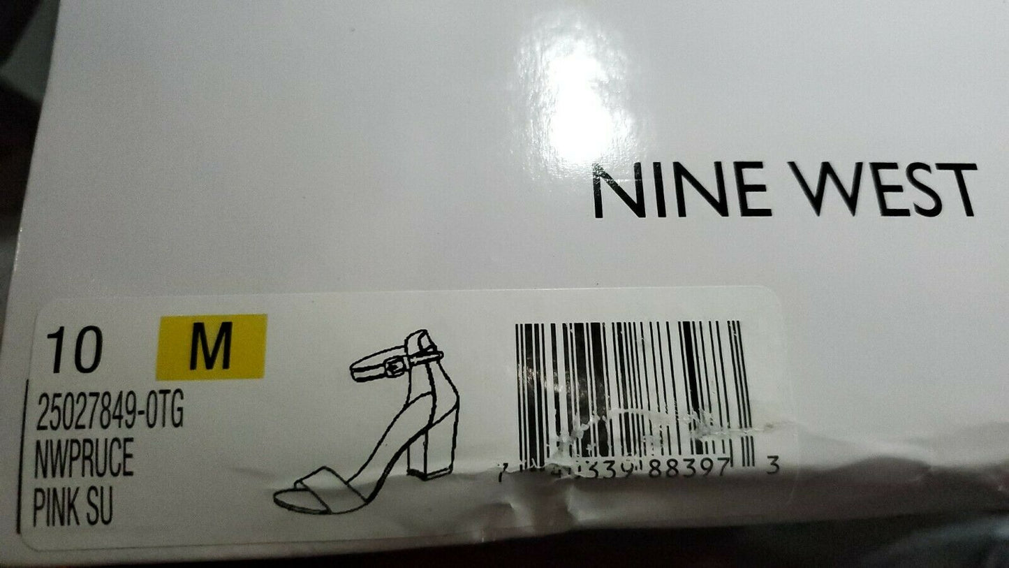 NINE WEST Women's Pruce Suede Heeled Sandal Color: Pink Suede Size: 10M