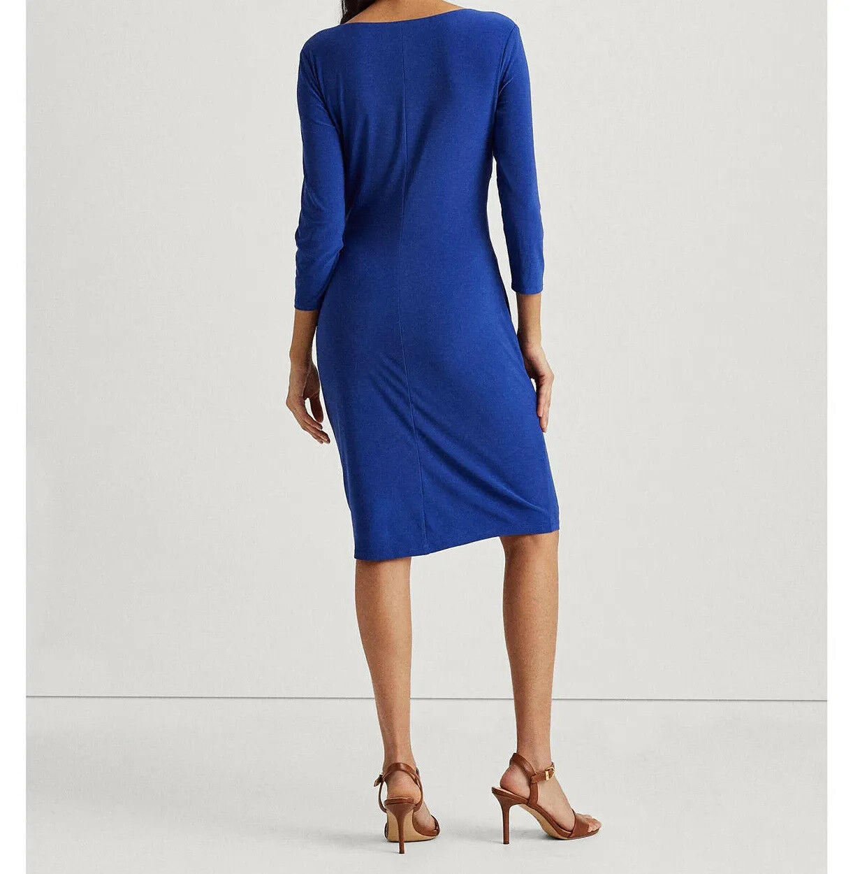 LAUREN RALPH LAUREN Women's Petite Twisted-Knot Jersey Dresses Color Royal Size 12P