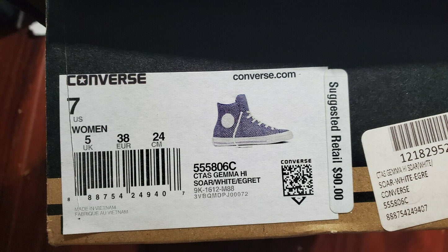 CONVERSE WOMEN'S ALL STAR HI SNEAKER SHOES Color GEMMA HI BLUE Size 7M