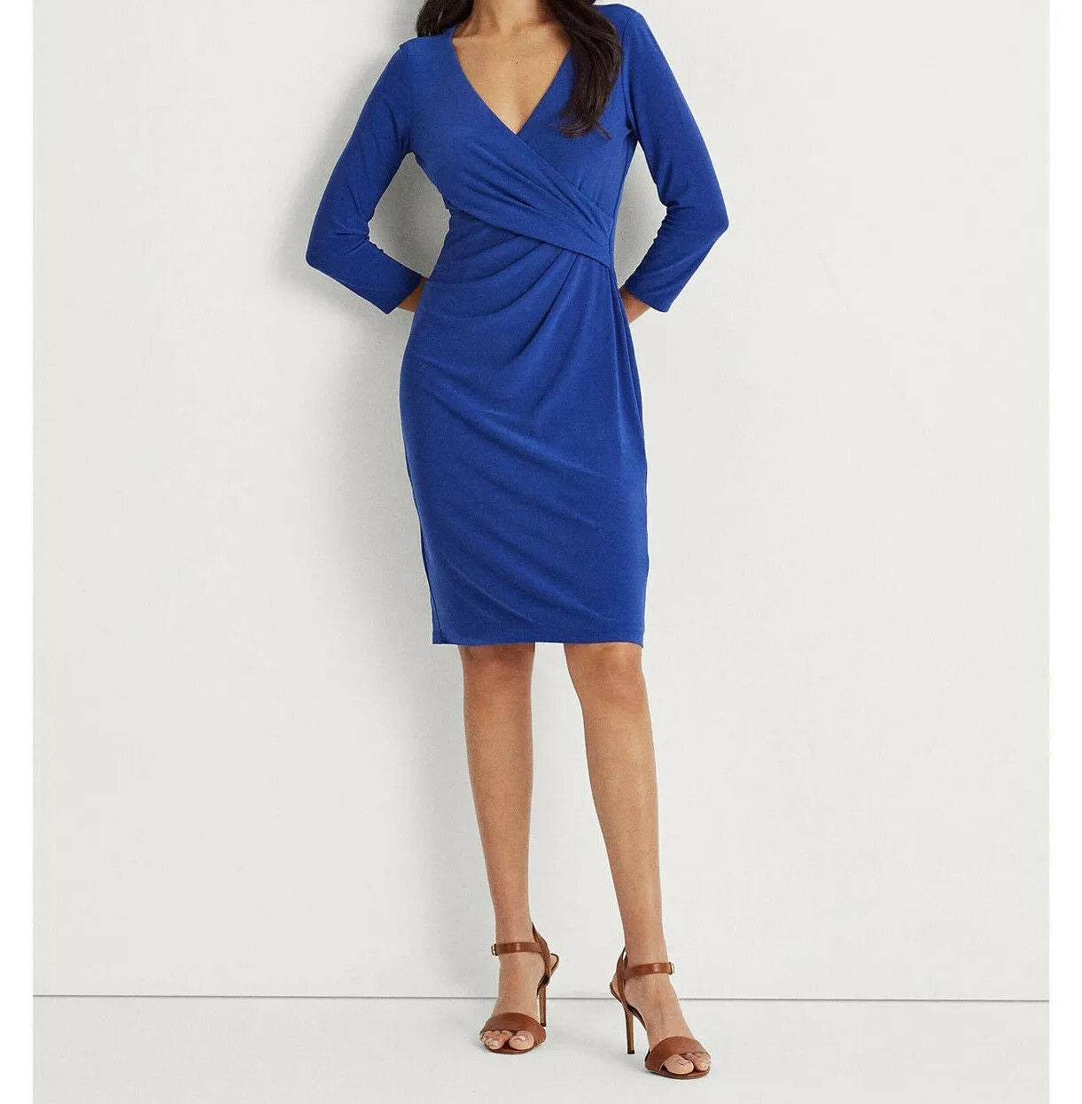 ralph lauren twisted knot jersey dress Lauren Ralph Lauren TWIST FRONT STRETCH JERSEY DRESS - Jersey dress - orange
