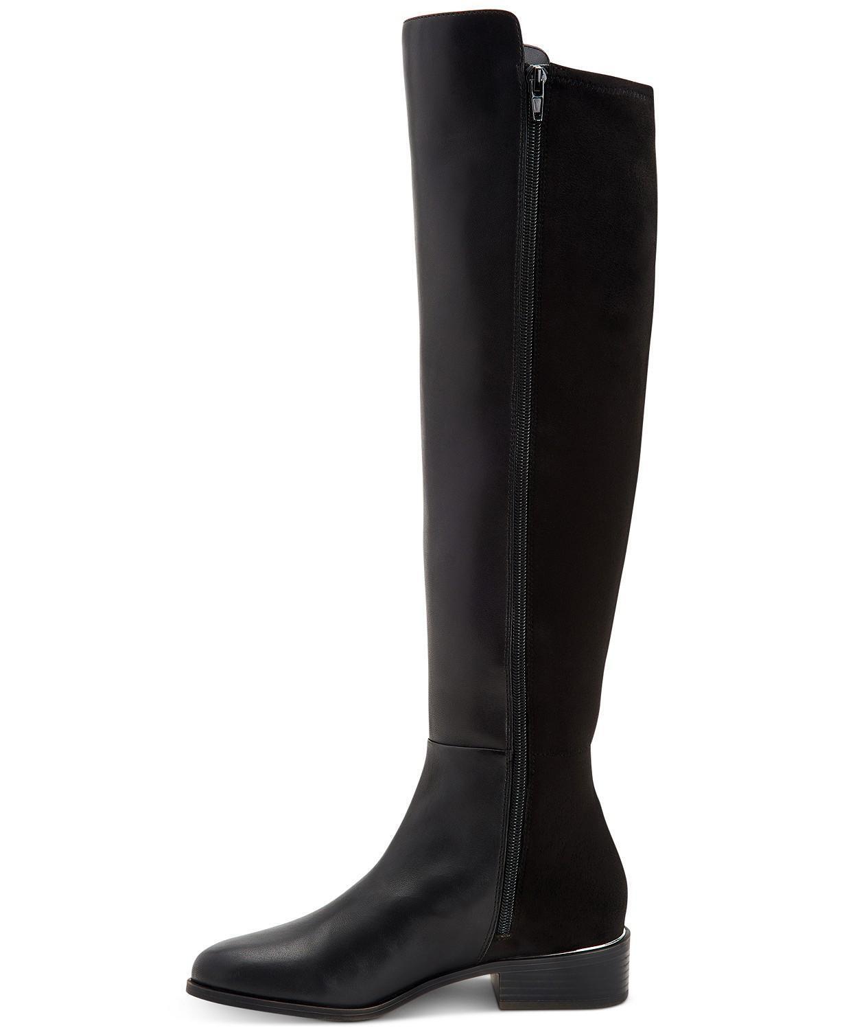 Alfani Women's Ludlowe Over-The-Knee Boots Color Black Leather Micro Size 7.5M