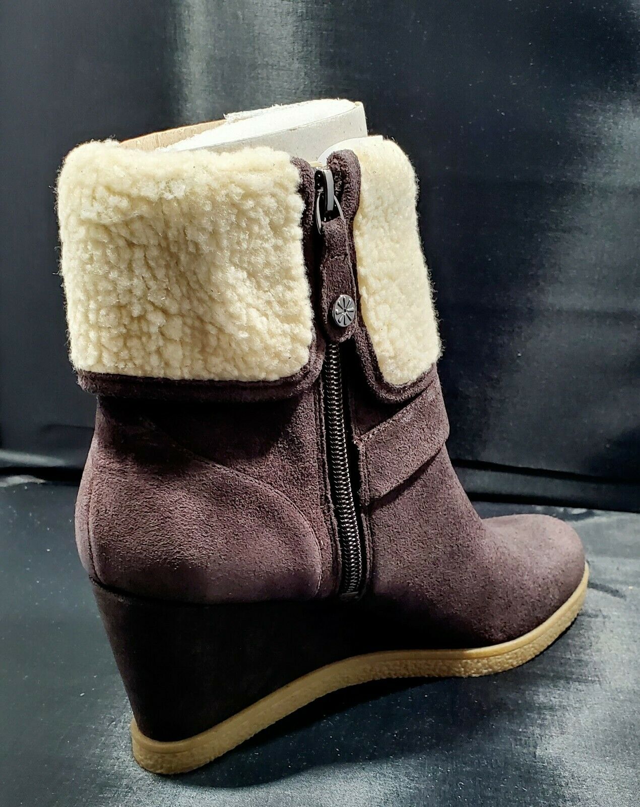 Isaac Mizrahi Live! Suede Wedge Ankle Boots Size 8.5M