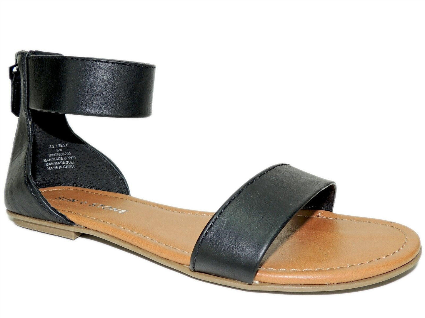 Sun Stone Women's Keley Flat Sandals Color Black Size 6M