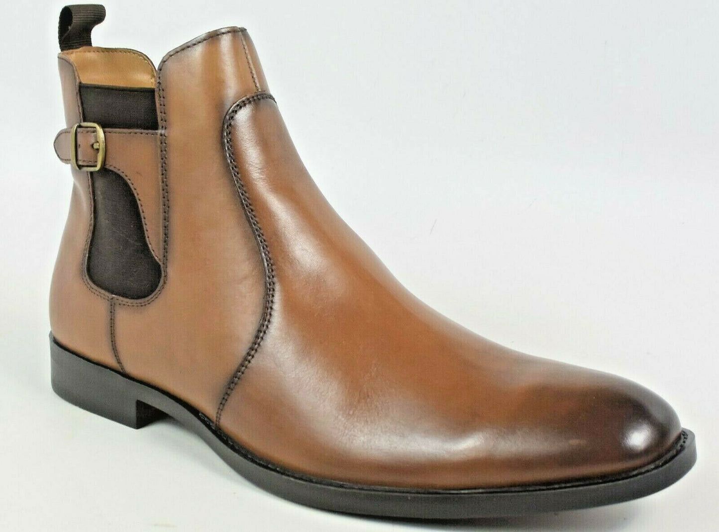 Alfani Men's Ramon Leather Chelsea Boots Color Tan Leather Size 12M