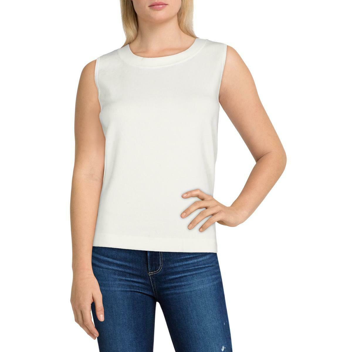 Anne Klein Women’s Scoop Neck Sleeveless Tank Top Shirt Color Ivory Size XXS