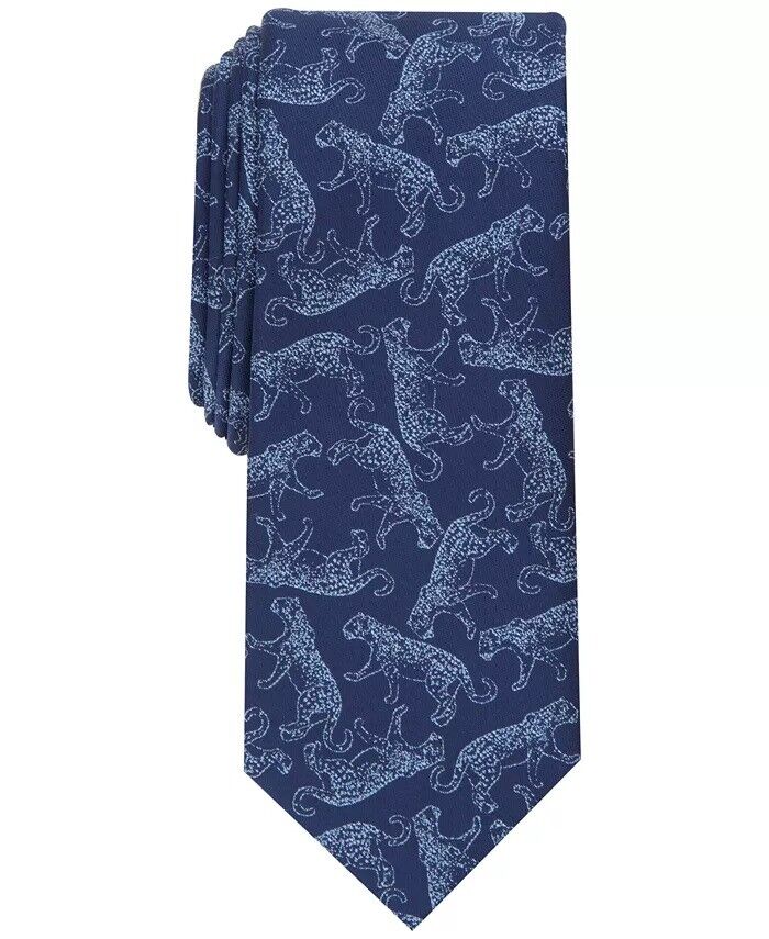 Bar III Mens Leopard Solid Skinny Tie Color Navy One Size