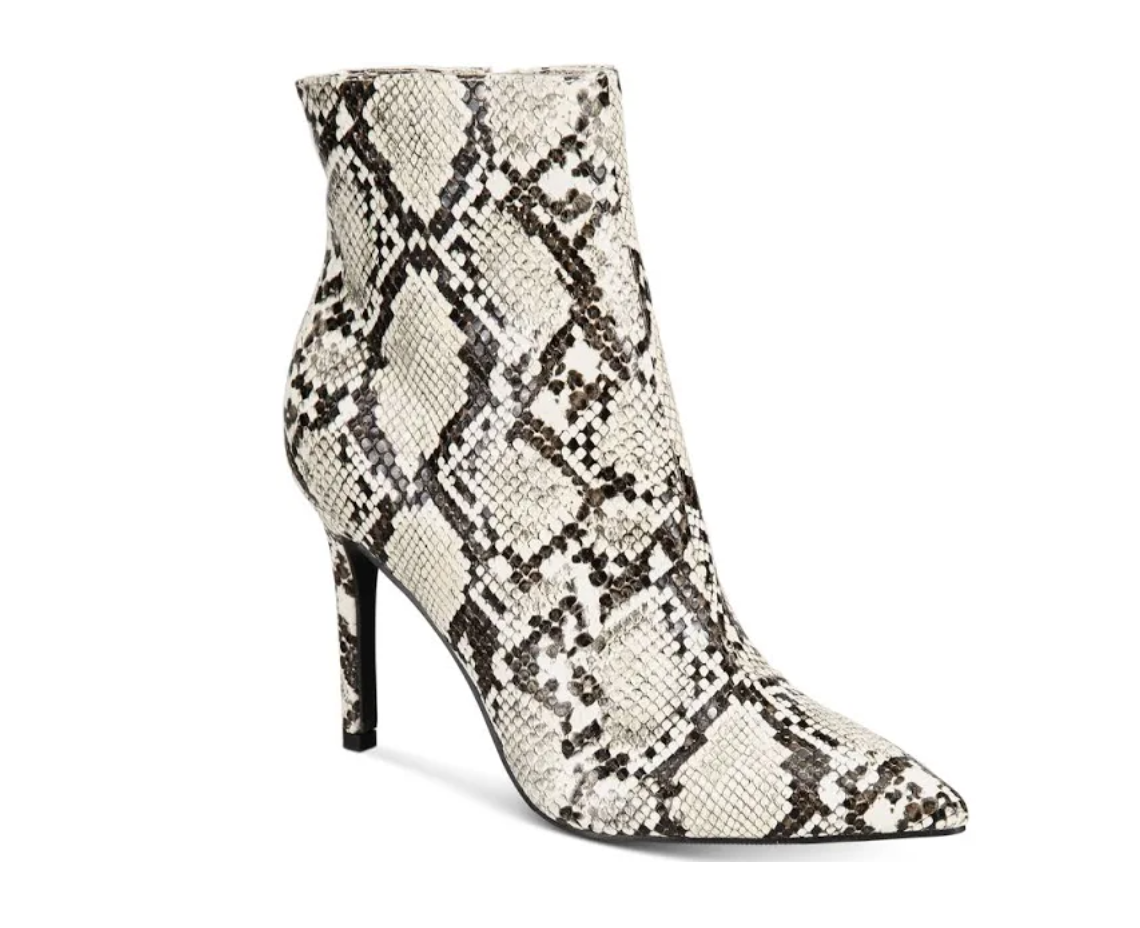 Thalia Sodi Women's Stiletto Ankle Booties Rylie Color Natural Snake Size 5.5M