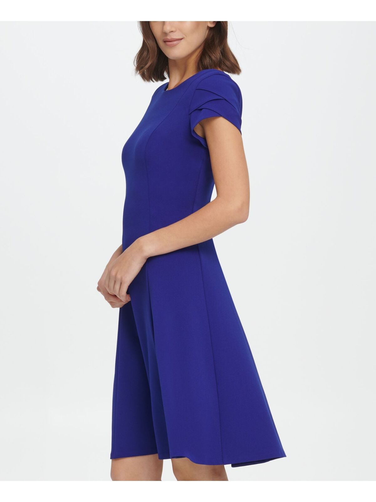 DKNY Womens Jewel Neck Above The Knee Wear To Work A-Line Dress Color Blue Size 6