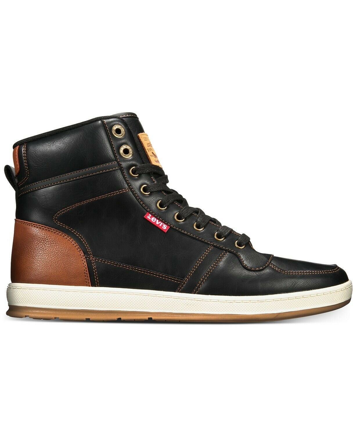 LEVI'S Men's Black/Tan Comfort Supportive Casual High Top Sneaker Boot