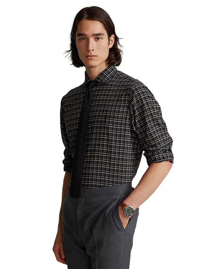 Polo Ralph Lauren Men's Classic-Fit Twill Shirt Color Black/Tan Size S