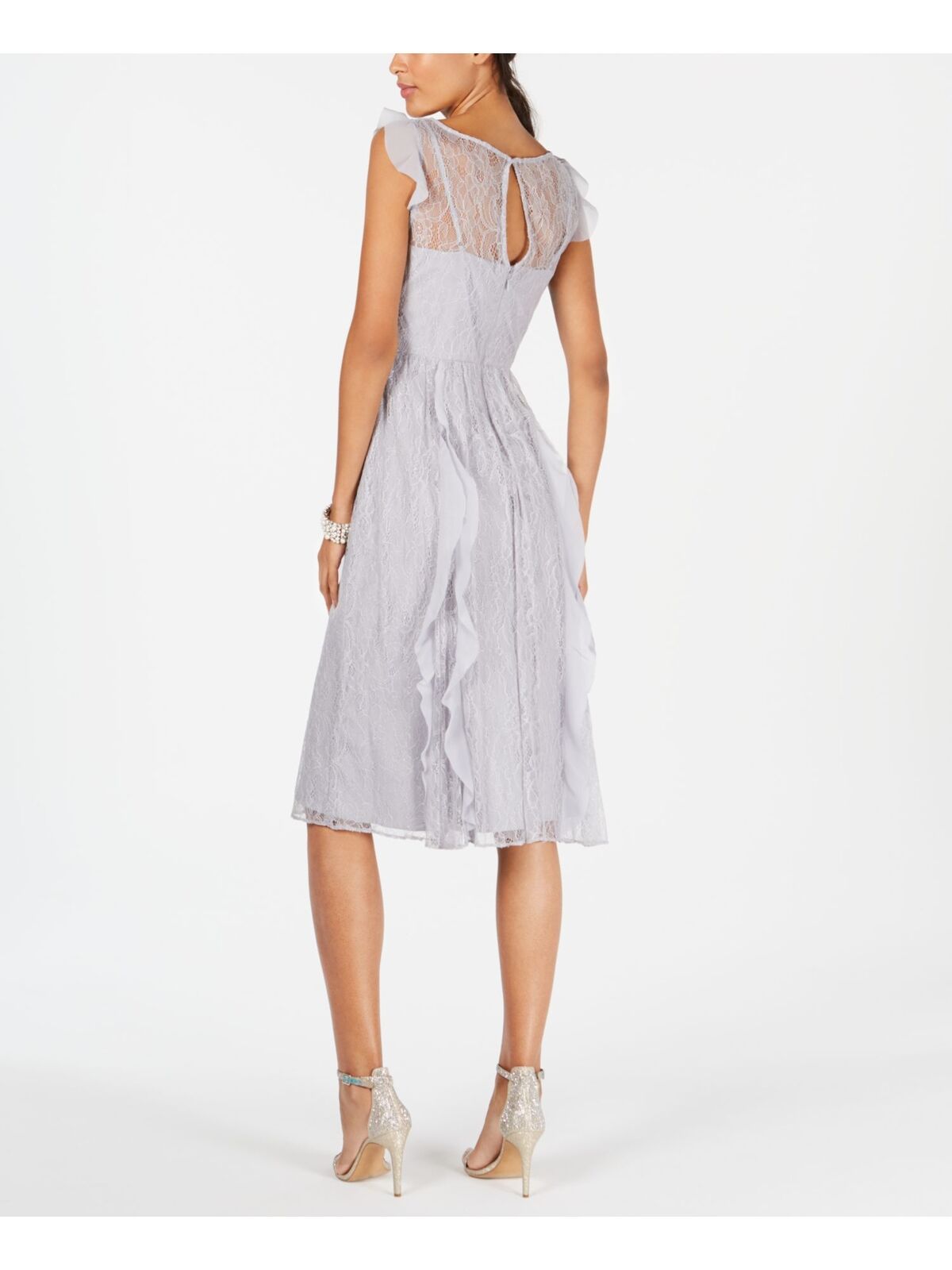 ADRIANNA PAPELL Women's Sleeveless Below The Knee Sheath Party Dress Color Silver/Gray Size 6