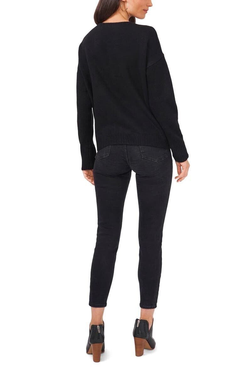 Vince Camuto Women's Tie-Front Sweater Color Rich Black Size M