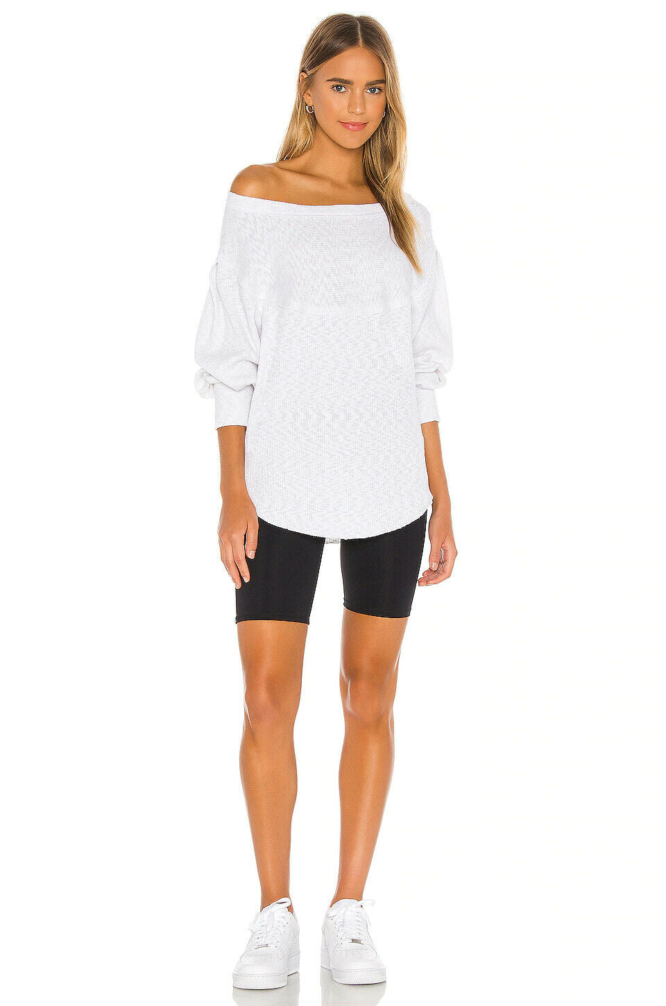 Free People Women’s Ribbed Balloon-Sleeve Top OB1164798 Size S