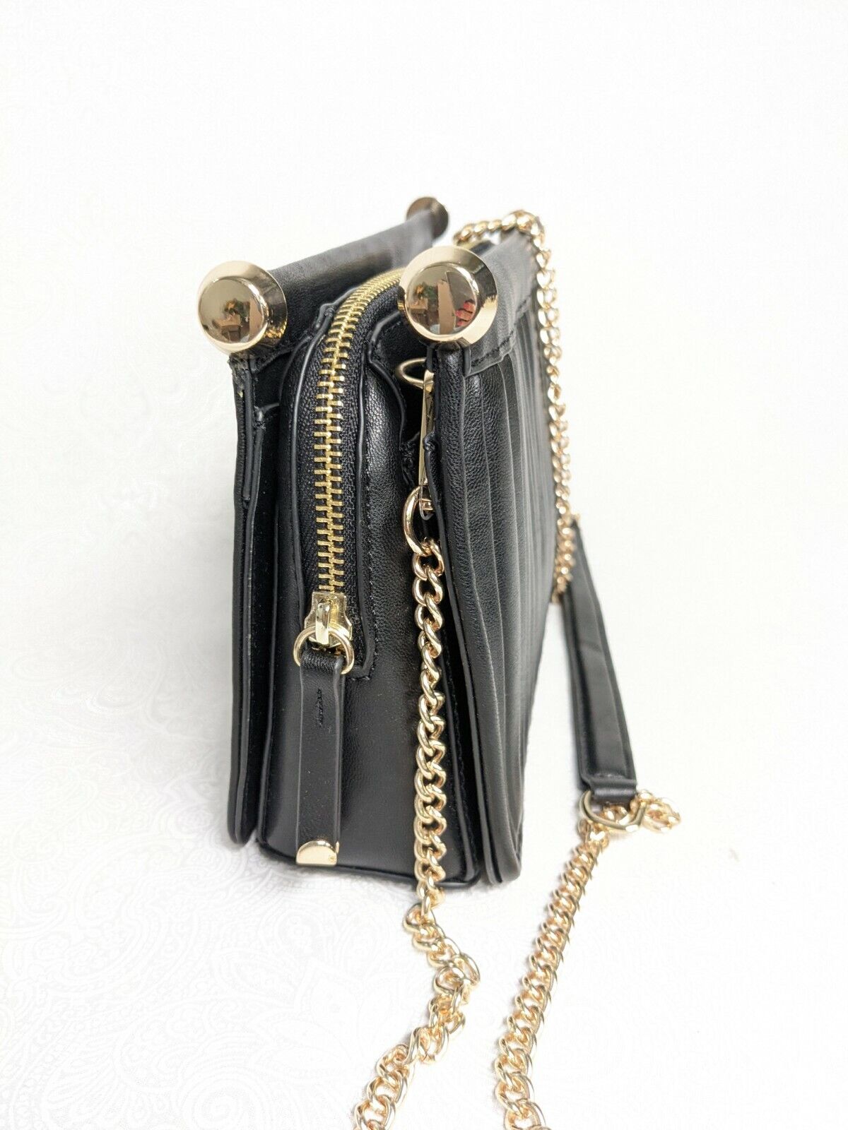 ALFANI Dowel pleated faux-leather crossbody shoulder bag Color Black