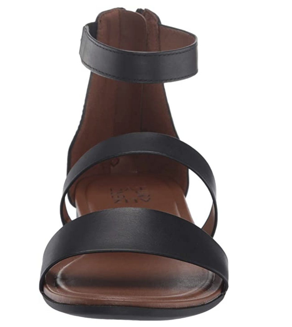 Naturalizer Women's Tish Flat Sandal Color: Black Leather Size: 11 M