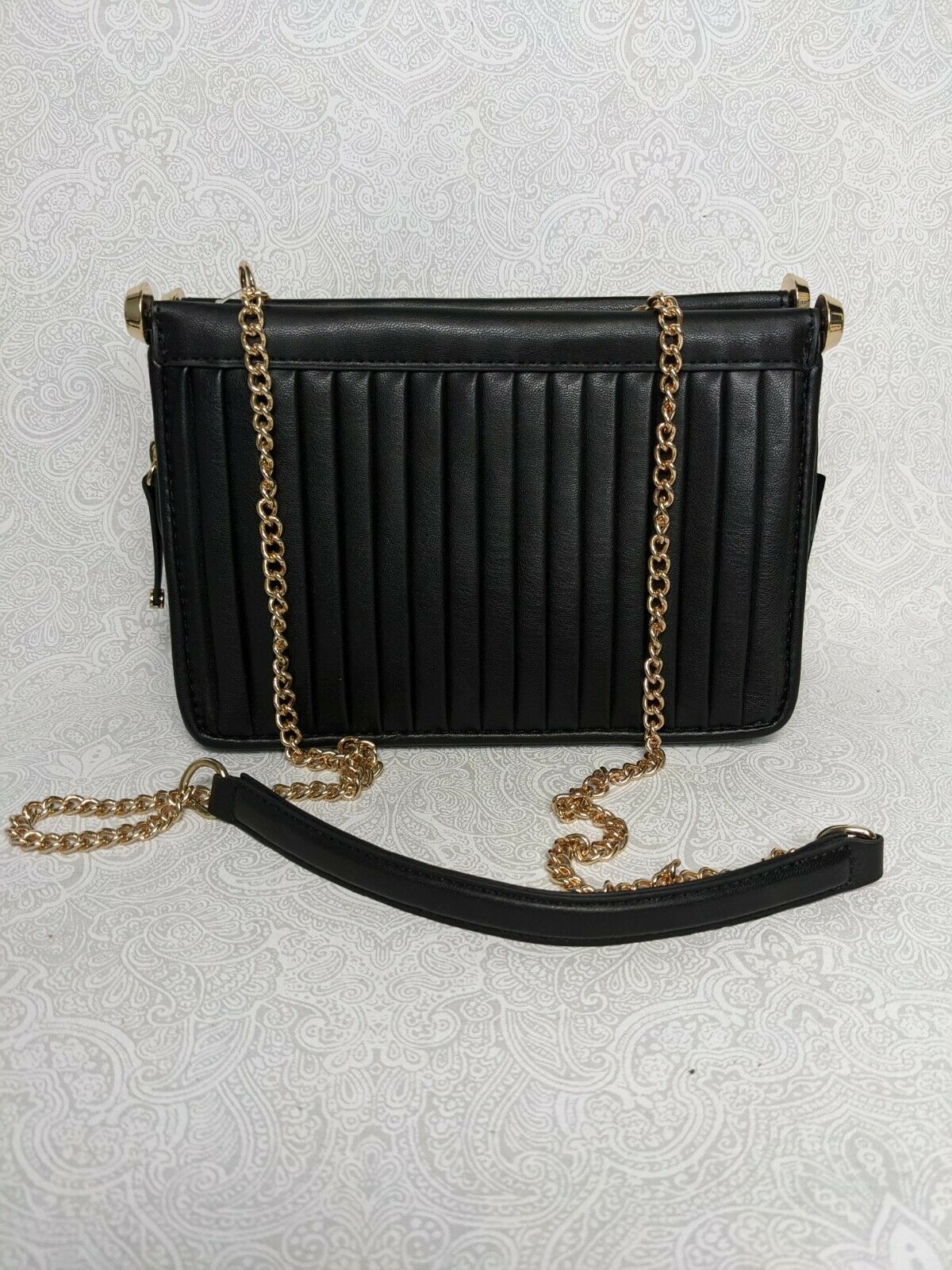ALFANI Dowel pleated faux-leather crossbody shoulder bag Color Black