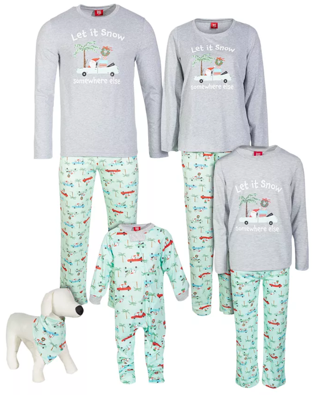 Family Pajamas Toddler Kids' 2-Piece Tropical Santa Pajama Set Color Gray/Green Size 2T/3T