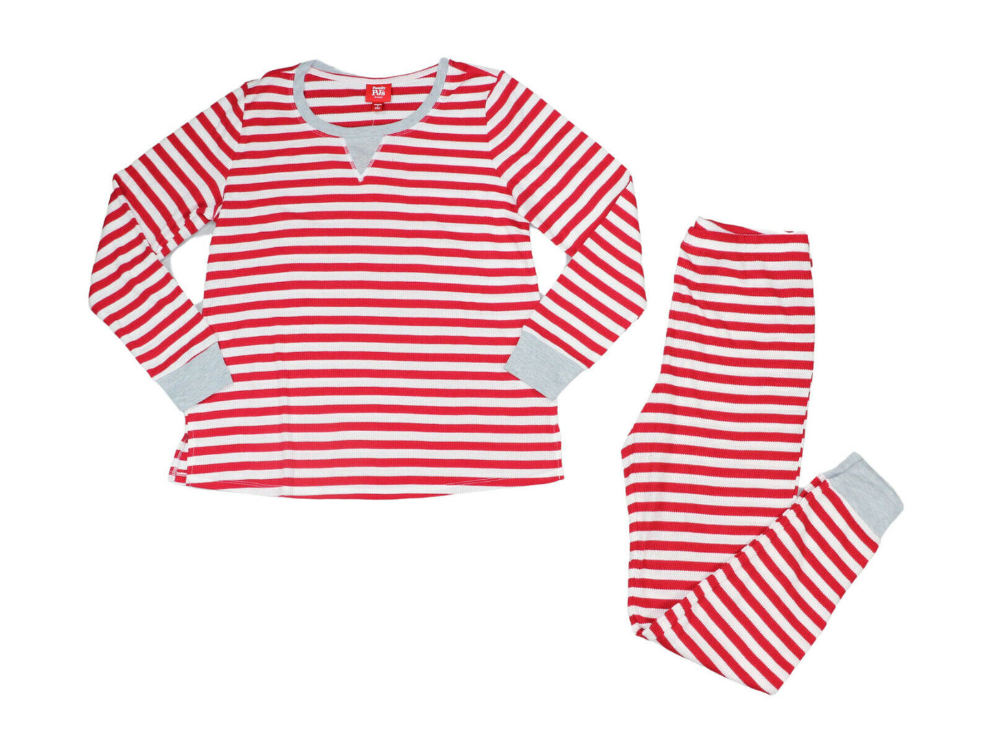 Family PJs 2-Piece Striped Waffle-Knit Top & Bottom Pajama Set Color Red Size XXL