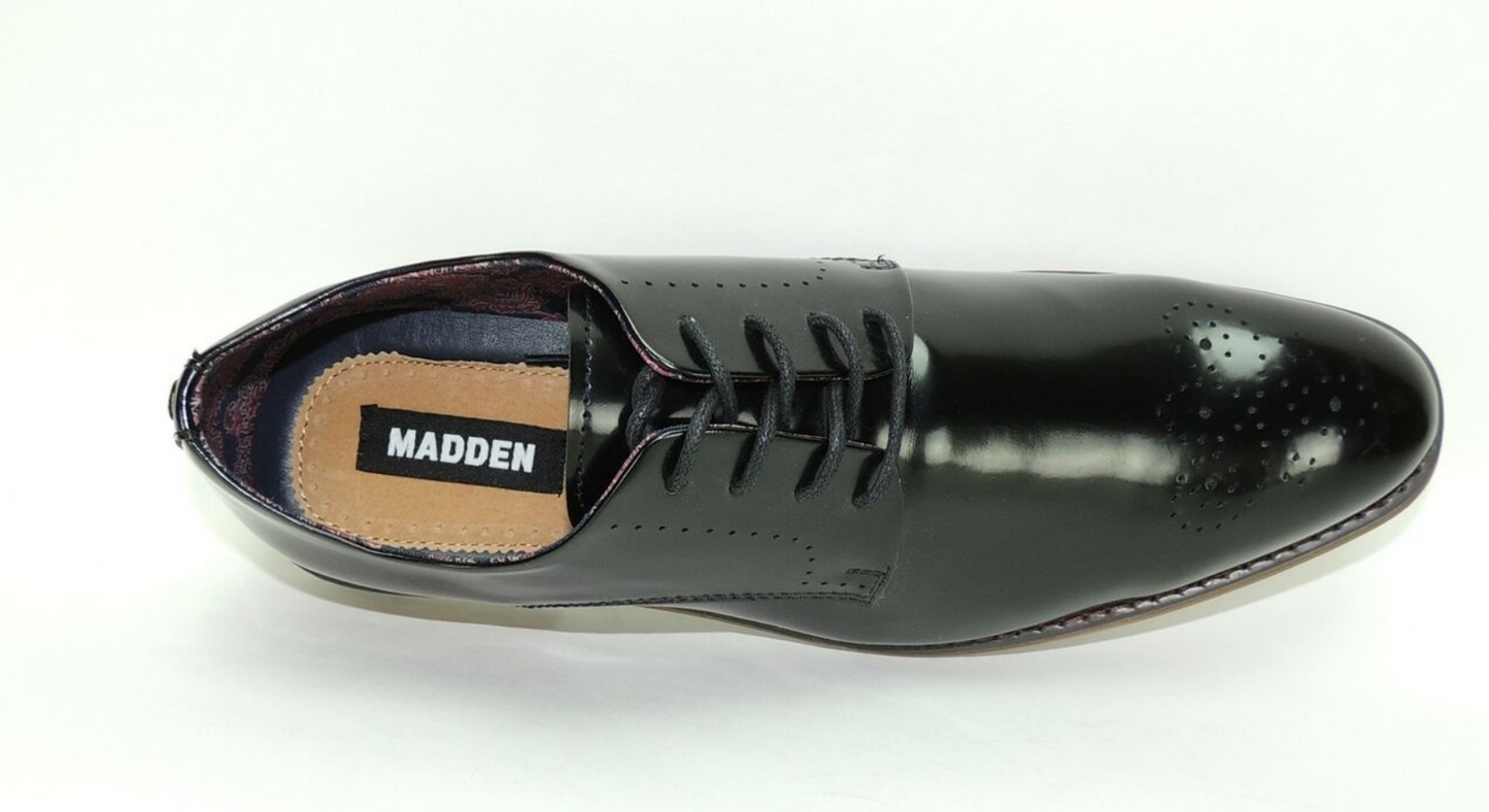 Steve Madden Men's Cratik Box Medallion Derby Oxfords  Color Black Size 10.5