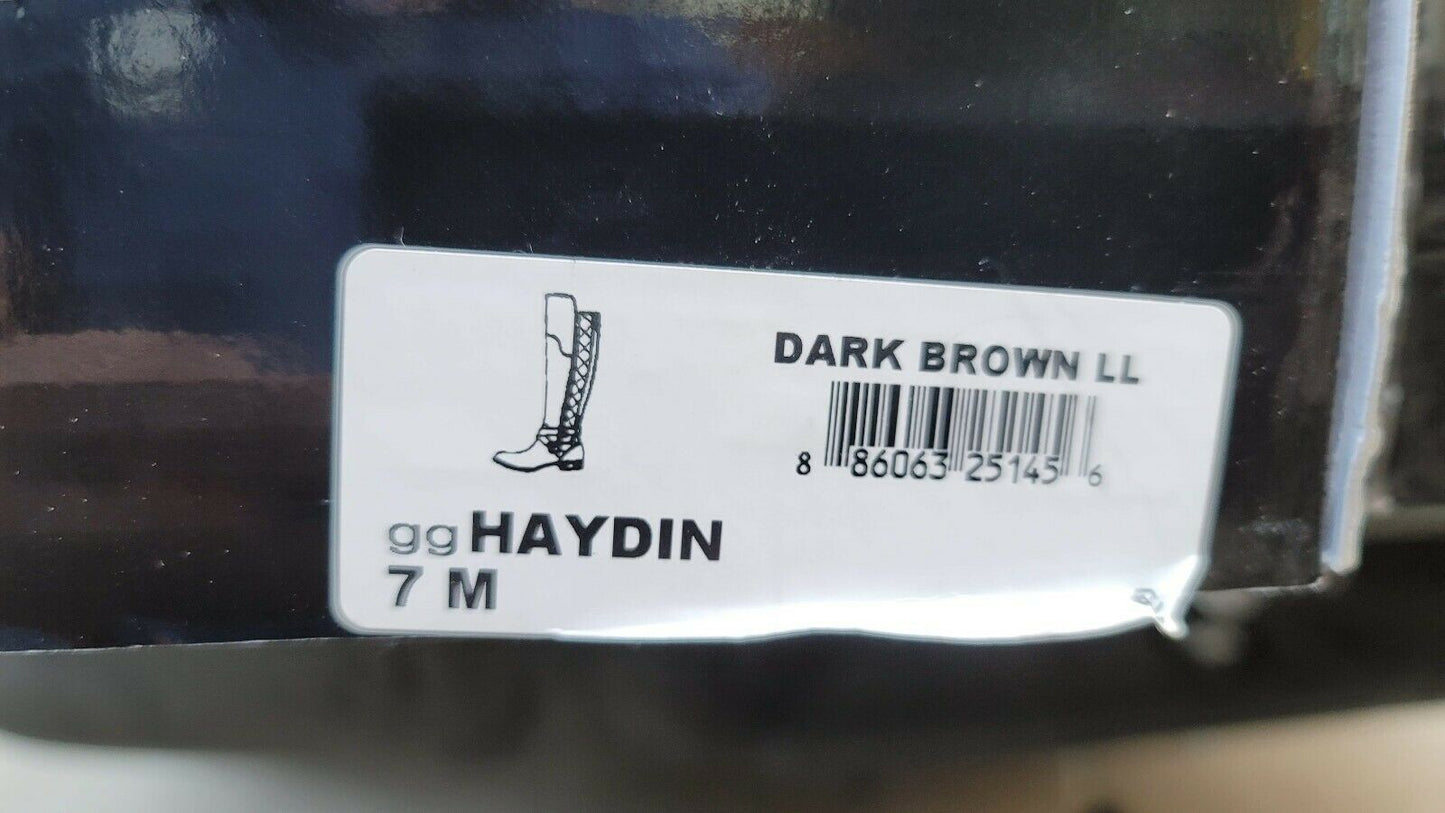 G by Guess Women's Shoes Haydin Leather Almond Toe Knee High Fashion Boots Color: Dark Brown