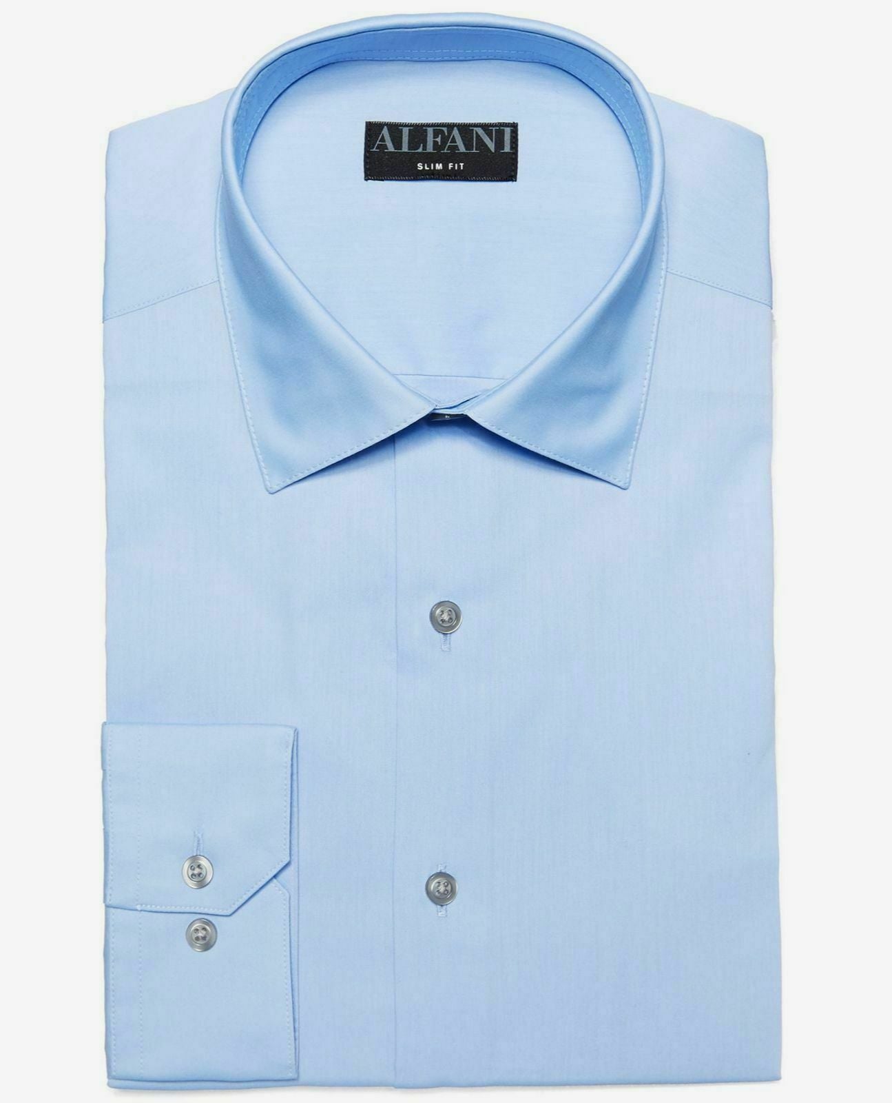 Alfani Men's Slim Fit Long Sleeve Button-Front Dash Diamond Shirt White Blue 17/17.5 34/35